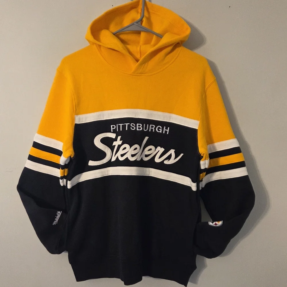 Youth Pittsburgh Steelers Hoodie Mitchell‎ & Ness Throwbacks Size LARGE